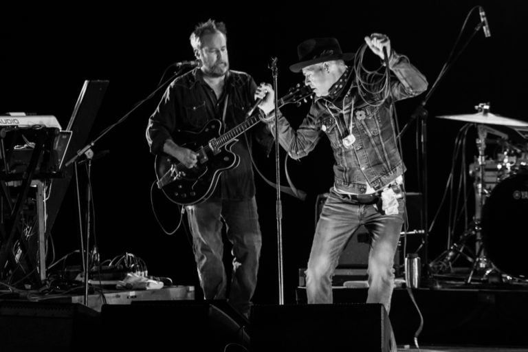 Gord Downie and Josh Finlayson perform “Secret Path” together in 2016. (Lindsay Duncan/Eldie Photography)