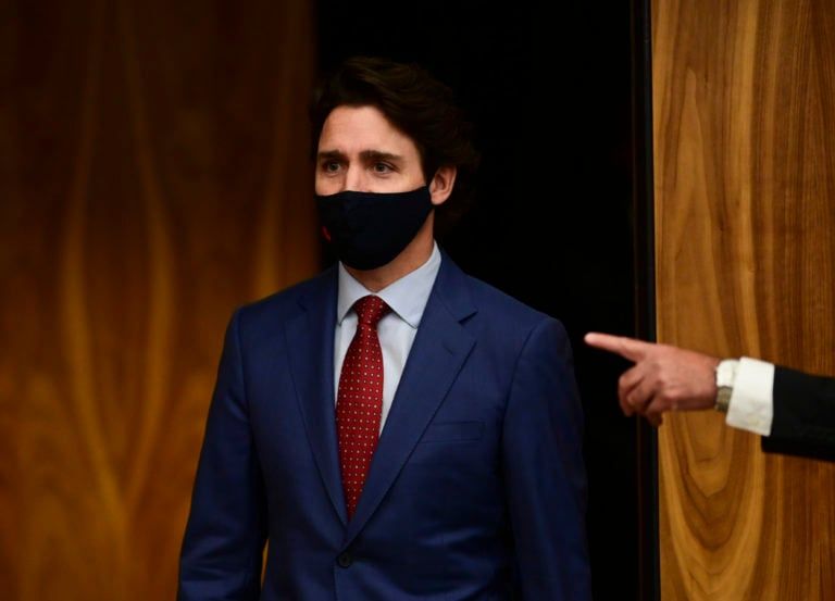 Prime Minister Justin Trudeau makes his way to a press conference in Ottawa on Oct. 16, 2020 (CP/Sean Kilpatrick)