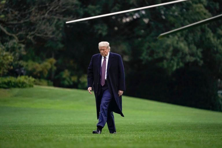 Trump exits Marine One on the South Lawn of the White House on Oct. 1, 2020, the day before announcing he tested positive for COVID-19 (Drew Angerer/Getty Images)