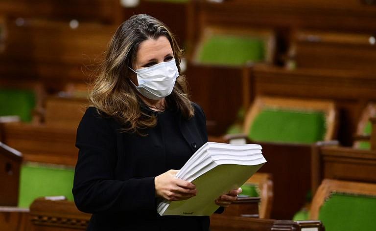 Freeland delivers the 2020 fiscal update in the House of Commons on Nov. 30, 2020 (CP/Sean Kilpatrick)