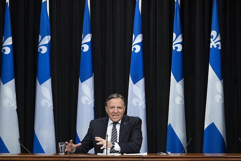 Legault reacts to talks he had with Trudeau and provincial premiers on Dec. 10, 2020 at the legislature in Quebec City (CP/Jacques Boissinot)