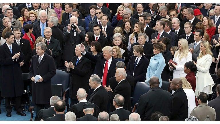 U.S. President-elect Donald Trump (C) arrives on the West Front of the U.S. Capitol on January 20, 2017 in Washington, DC. In today's inauguration ceremony Donald J. Trump becomes the 45th president of the United States. (Drew Angerer/Getty Images)