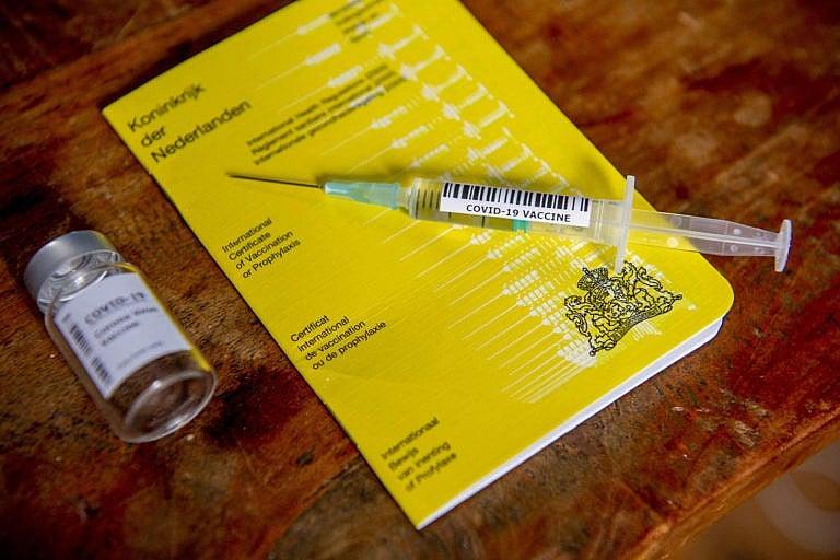 A Dutch vaccine passport in The Hague, Netherlands. EU officials confirmed that they’re working on a European “digital green pass” that would allow fully vaccinated people to move more freely within the bloc. (Robin Utrecht/Abaca Press via CP)