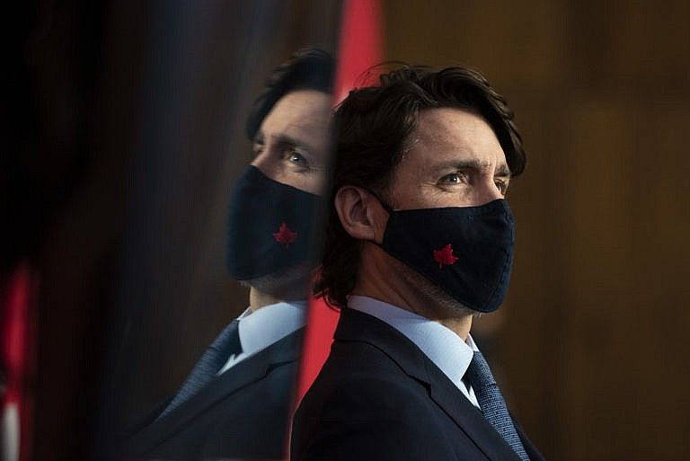 Trudeau participates in a news conference in Ottawa on March 12, 2021 (CP/Justin Tang)