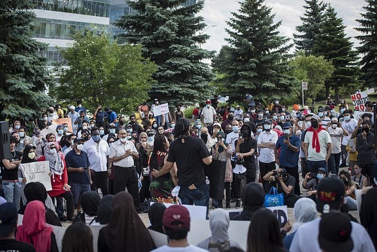 A rally for justice for Ejaz Choudry is held in Mississauga, Ont., on June 27, 2020 (Tijana Martin/CP)