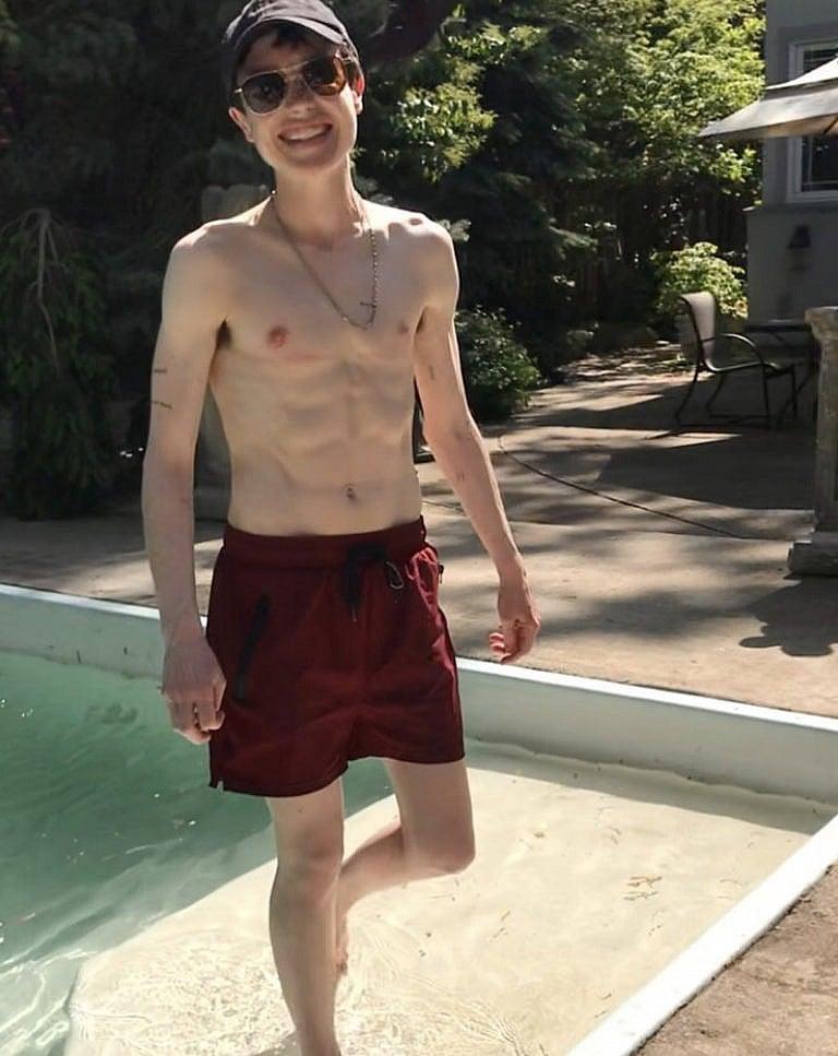 Elliot Page in his first swim trunks shot on Instagram. (@ElliotPage/Instagram)