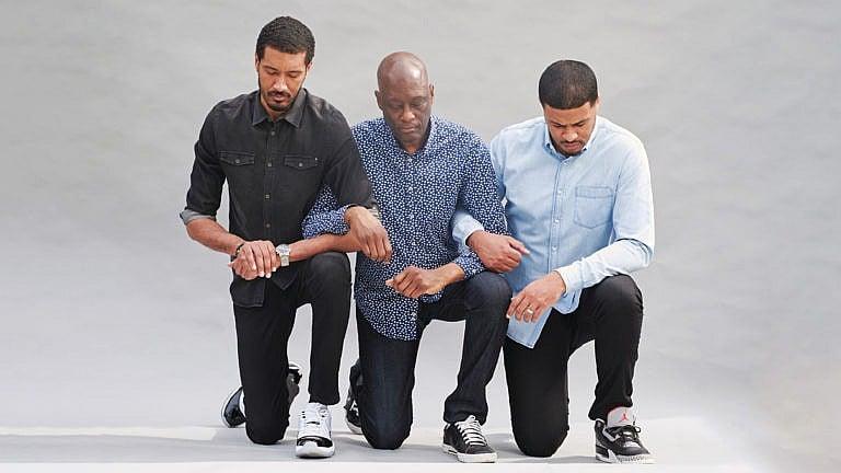 Royson James (centre) and his sons, Sheldon James (left) and Darnell James (Photograph by Dimitri Aspinall)