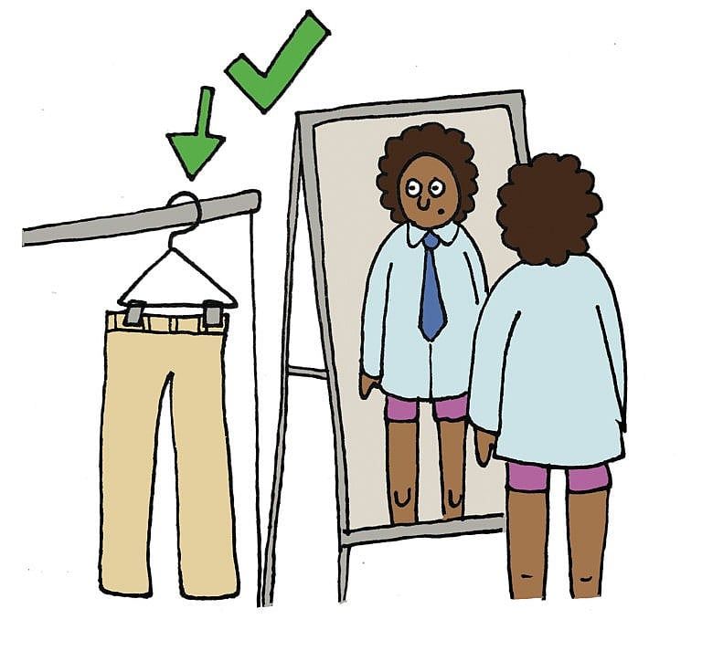 Getting dressed. (Illustration by Marie-Danielle Smith)