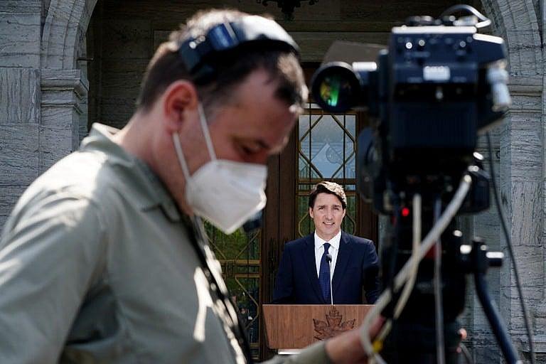 Trudeau speaks to media following a meeting with Governor General Mary Simon at Rideau Hall in Ottawa, on Aug. 15, 2021 (Sean Kilpatrick/CP)