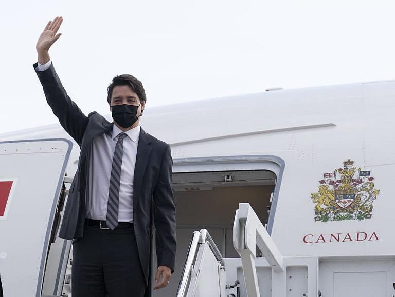 Justin Trudeau arriving in Washington, D.C., November 17, 2021, for two days of meetings with U.S. officials and tomorrow's Three Amigos summit. (Adrian Wyld/Canadian Press)