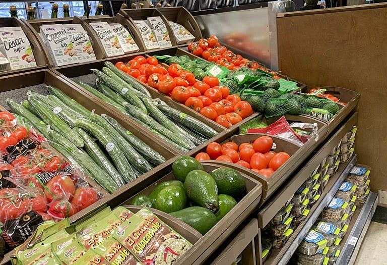 Vegetable products are shown at a grocery store in Montreal, Jan. 13, 2022. (Graham Hughes/The Canadian Press)