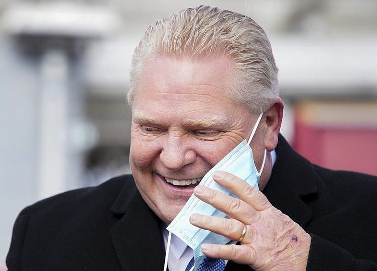 Ford makes an announcement at the Runnymede Healthcare Centre in Toronto on March 3, 2022 (Nathan Denette/CP)