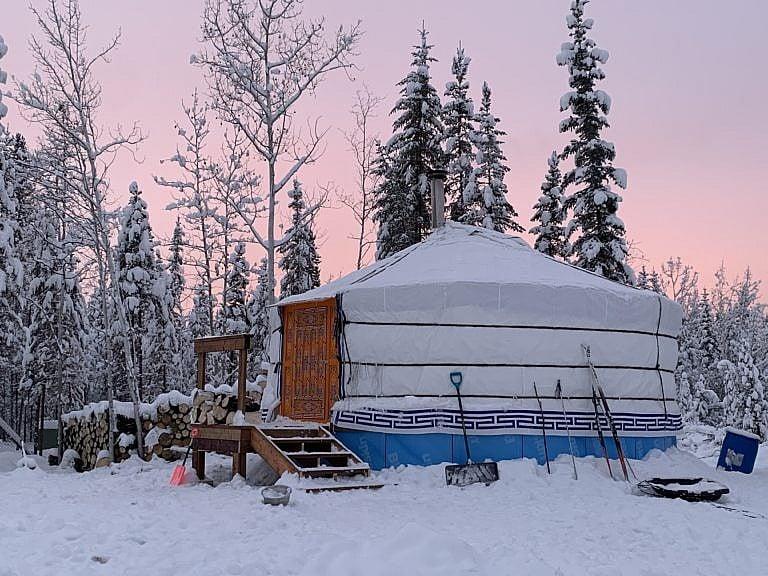 Antony's yurt, located outside of Dawson City, Yukon. (Photograph provided by Melissa Antony)